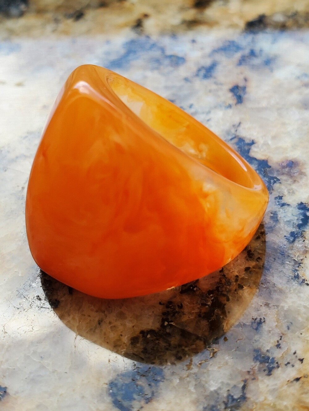 Bold Orange Resin Statement Ring